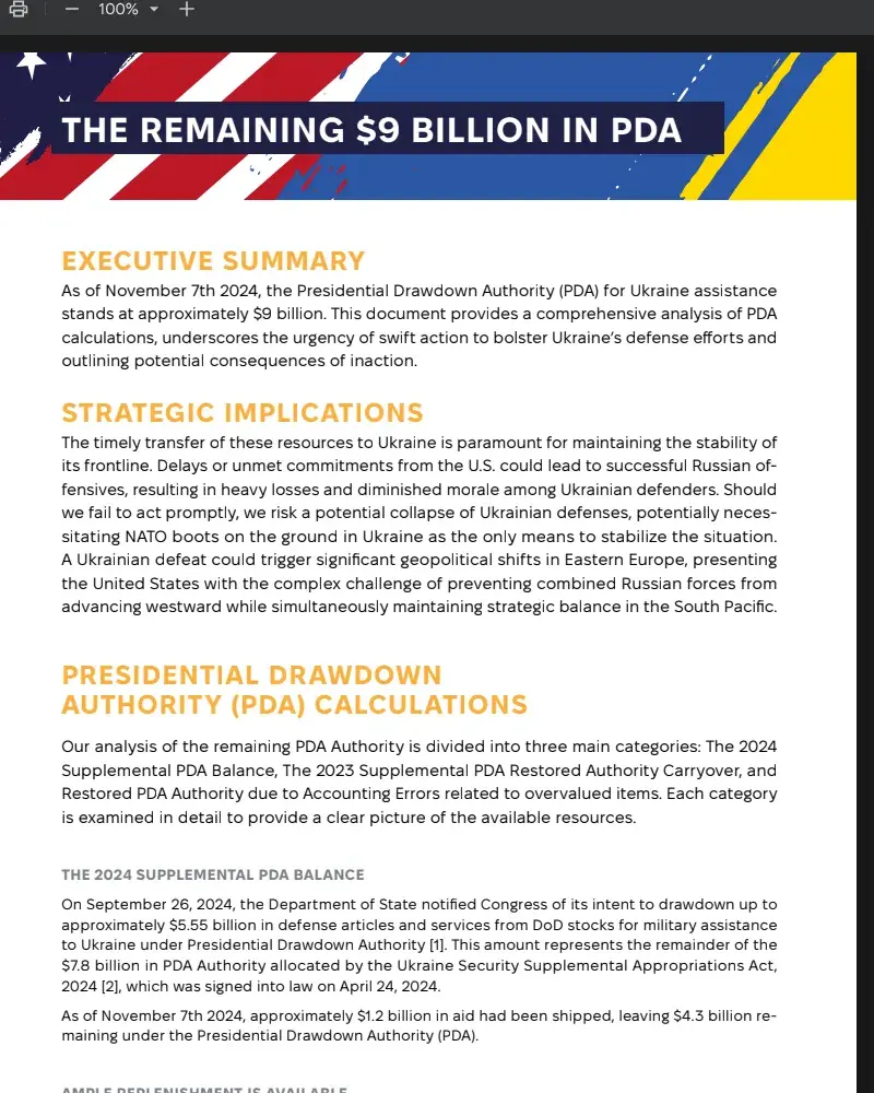 THE REMAINING $9 BILLION IN PDA